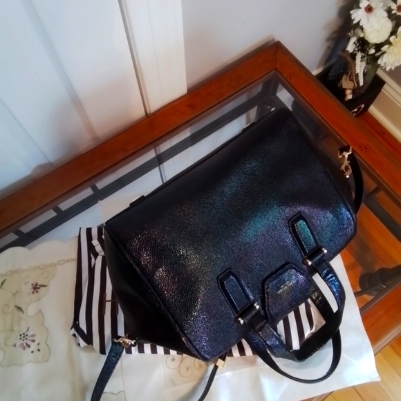 HENRI BENDEL HOUSTON PETROL LEATHER SATCHEL TOTE BAH - Picture 9 of 13